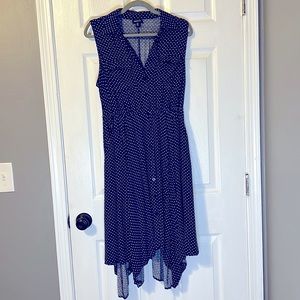 Torrid size 00 navy blue and white heart button up dress
